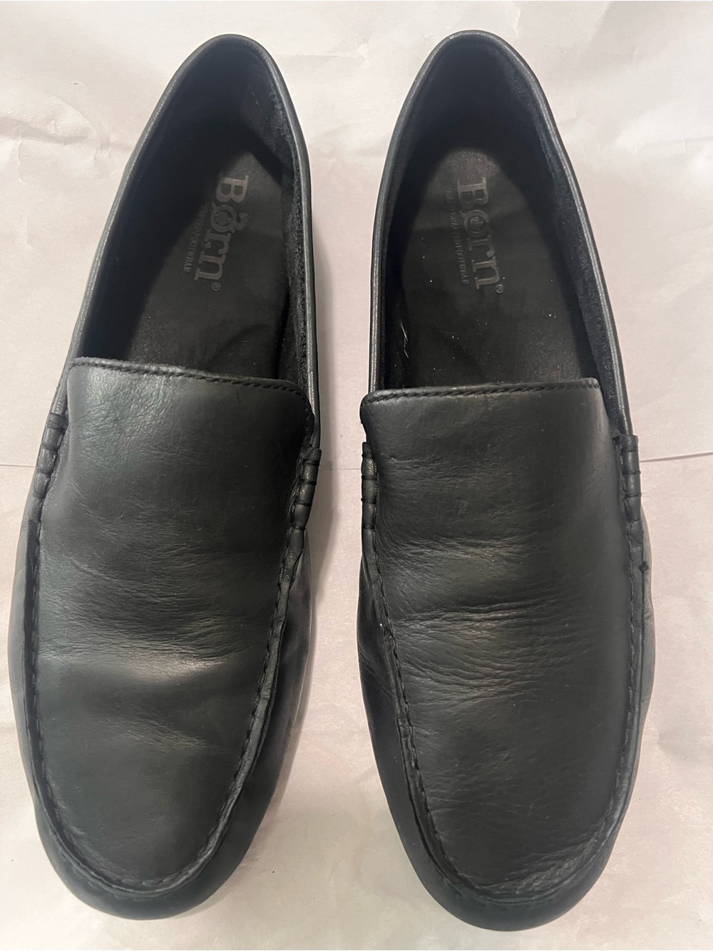 Born Men’s Allen Black Leather Loafers Slip-On Shoes Size 11
